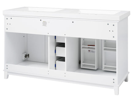 Bathroom Vanity With Double Sinks, 3 Drawers & 4 Doors - White
