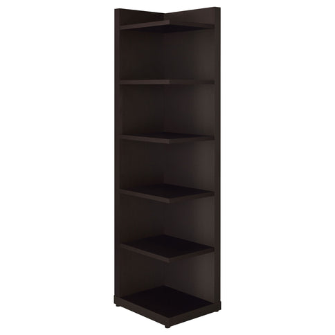 6 Tier Corner Bookcase - Cappuccino