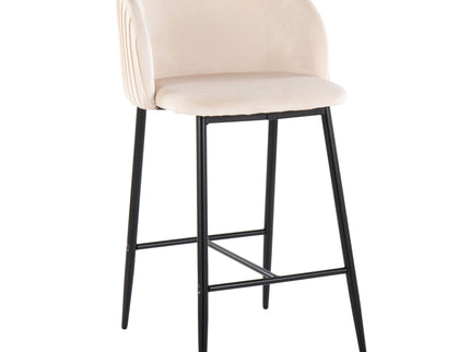 Fran - Pleated Waves Contemporary, Fixed Height Counter Stool (Set of 2)
