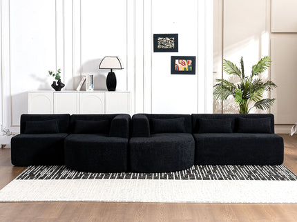 Upholstered Sofa Free Combined Sofa Couch With 2 Chaise Lounge And Five Back Pillows For Living Room