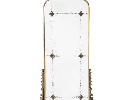 Antique Arched Mirror With Metal Frame, Full Length Mirror For Living Room Bathroom Entryway - Gold