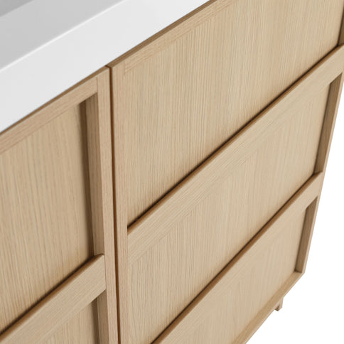 42" Freestanding Bathroom Vanity & Sink & 2 Soft Close Cabinet Doors - Oak / White