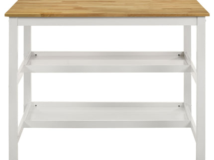 Cowichan - Kitchen Island Counter Table With Pot Rack - White