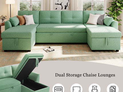 U-Shaped Sectional Sofa Bed With Storage And USB Ports