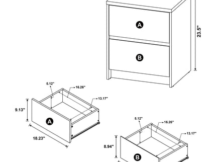 Geary - 2 Drawer Nightstand With LED Lights And USB Charging Ports