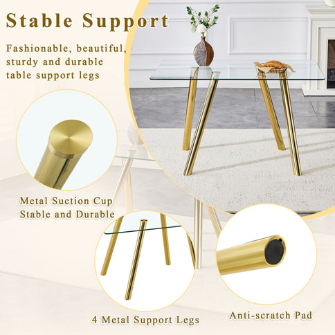 Rectangular Design Dining Table - Gold
