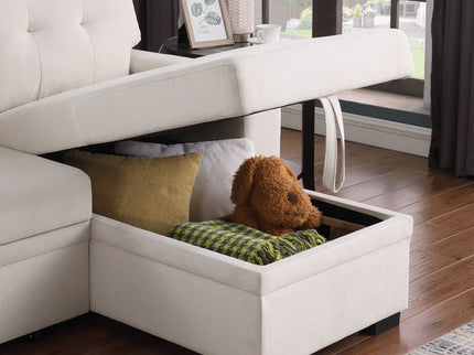 Lucca II - 84.5"W Reversible Sleeper Sectional Sofa with Storage Chaise