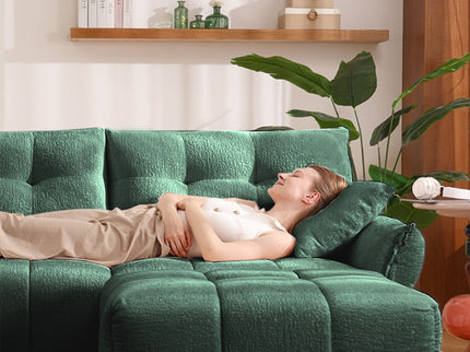 Sofa Set With Ottoman And Pillows, Textured, High Resilience Cushions