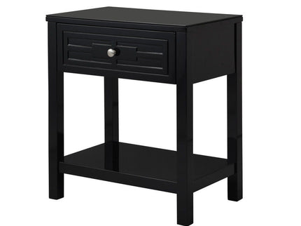 Dylan - Wooden End Side Table Nightstand With Glass Top And Drawer