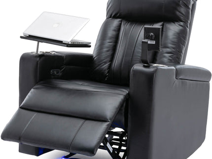 Premium Power Recliner & Storage Arms, Cupholders, Swivel Tray Table And Cell Phone Stand - Black