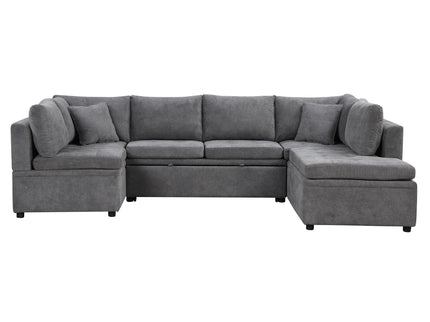 Oversized Sectional Sofa U-Shaped Sofa Couch Pull-Out Sofa Bed With Two Throw Pillows For Living Room