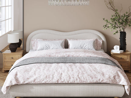 Upholstered Platform Bed Frame With Curved Headboard