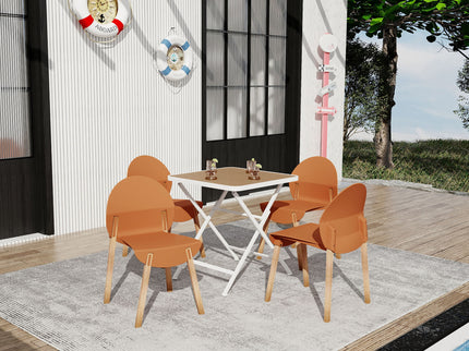 4 Piece Set Of Single Chairs With A Folding Square Table