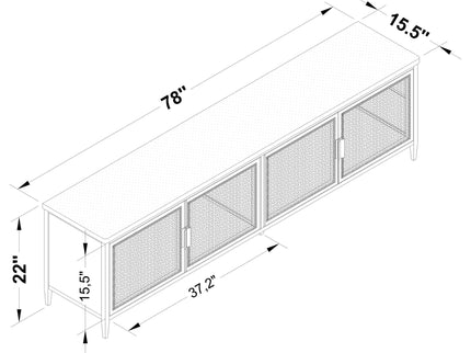 Kenneth - 4 Door TV Stand - Black