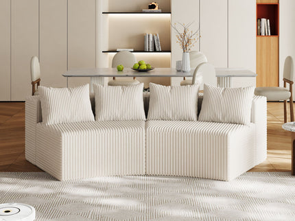 Curved Sectional Sofa With 4 Pillows, Modular Semi Circular Design