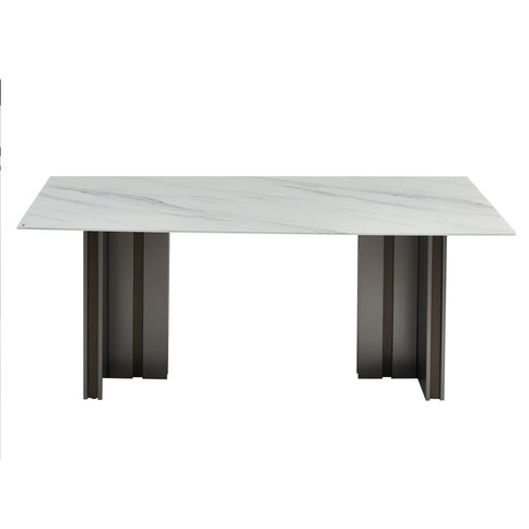 Rectangular Dining Table - Gray / White