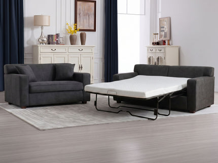 Convertible Sleeper Loveseat & Chair Set With Fold Out Mattress, Loveseat & Chair - Gray