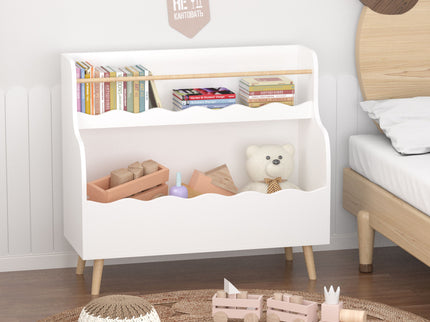 Kids Bookcase, Children Book Organizer Toy Storage Cabinet - White