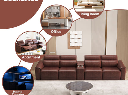Modular Sofa With Recliners And Cup Holders Sectional Set