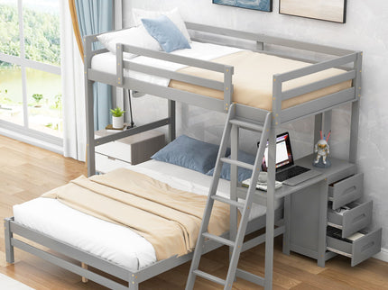 Bunk Bed With Built In Desk And 3 Drawers
