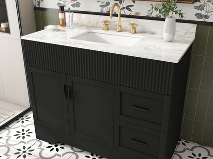 Bathroom Vanity Set, Soft Close Doors & Drawers, 3 Faucet Holes, Sink Included - Black