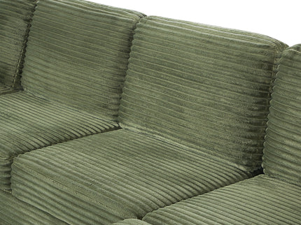 Upholstered U-Shaped Sectional Sofa With Movable Ottoman And Side Storage Pockets