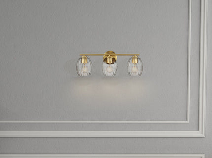 3 Lights Brush Vanity Light - Clear / Gold