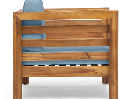 Outdoor Acacia Wood Patio Chair With Fabric Cushion