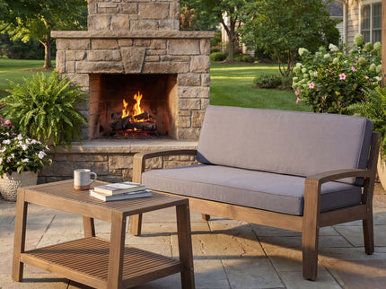2 Piece Outdoor Conversation Set (Loveseat & Coffee Table With Water-Resistant Cushions)