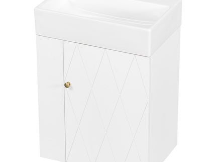 Modern Bathroom Vanity With Sink, Diamond Pattern Doors
