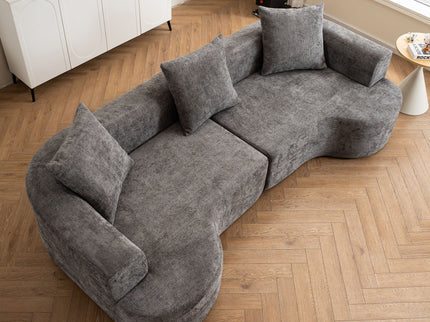 Modern Style Ultra Smooth Curved Sofa With 3 Pillows