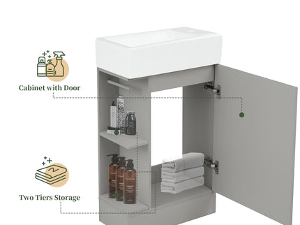 Modern Bathroom Vanity With Sink And 2 Tier Shelf