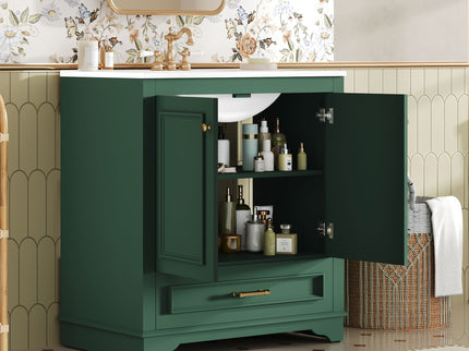 Bathroom Vanity With Sink, Cabinet & 2 Soft Closing Doors & Adjustable Shelf