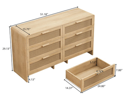 Modern Arc Shaped Corner Rattan Cabinet With 6 Drawers