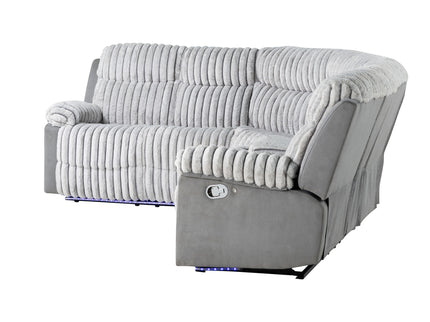 Bruni - Sectional Sofa With LED Lighting And Manual Recline - Gray