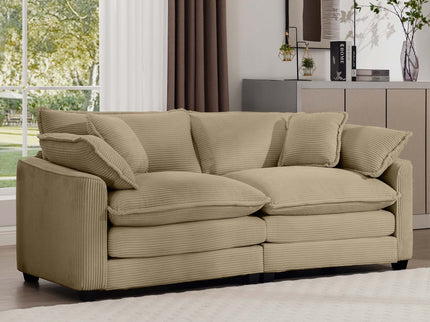 Modern 2 Seater With 4 Pillows, Upholstered Deep Seating Loveseat