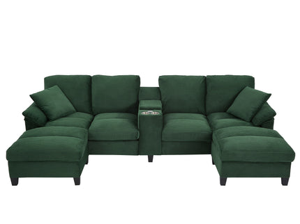 Modern U-Shaped Sectional Sofa With Storage Ottomans