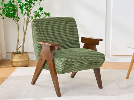 V-Shaped Armrest Accent Chair - Brown / Green