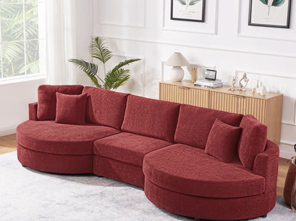 Modern 3 Seater Upholstered Sofa With Curved Design