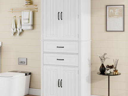 Multi Functional Storage Cabinet With Adjustable Shelves, 2 Drawers, Door Shelves