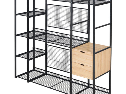 Open Style Wardrobe With Hanging Rails, Shelves And Drawers