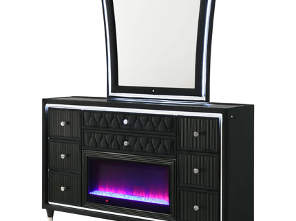 Mika - 8 Drawer LED Dresser And Mirror Set - Black