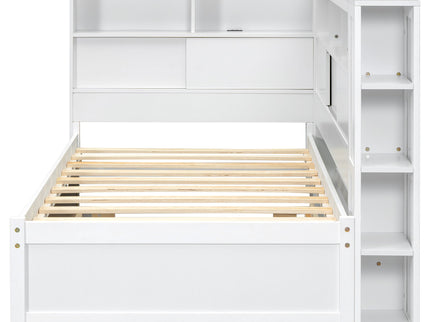 Daybed With Storage Shelves, USB Charging, And Trundle Bed