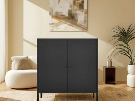 Kitchen Buffet Server Table Accent Sideboard Cupboard Server Buffet Console Table With Doors Cabinet - Black