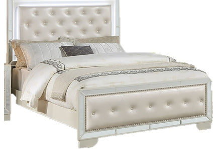 3 Piece Bedroom Set, Bed With LED Lights And 2 Nightstands