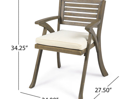 Helen - Outdoor Acacia Wood Dining Chair (Set of 2) - Gray / Creme