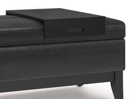 Oregon - Storage Ottoman Bench With Tray - Distressed Black