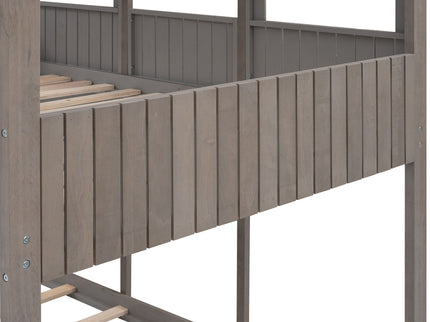 Bunk Bed With Roof, Window, Guardrail, Ladder
