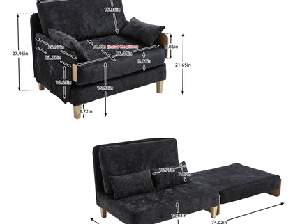 Mid Century Modern Foldable Sofa Bed, 3 In 1 Convertible Sleeper With 3 Pillows