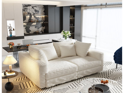 Deep Seat Convertible Sofa With Soft Pillows And Ottomans